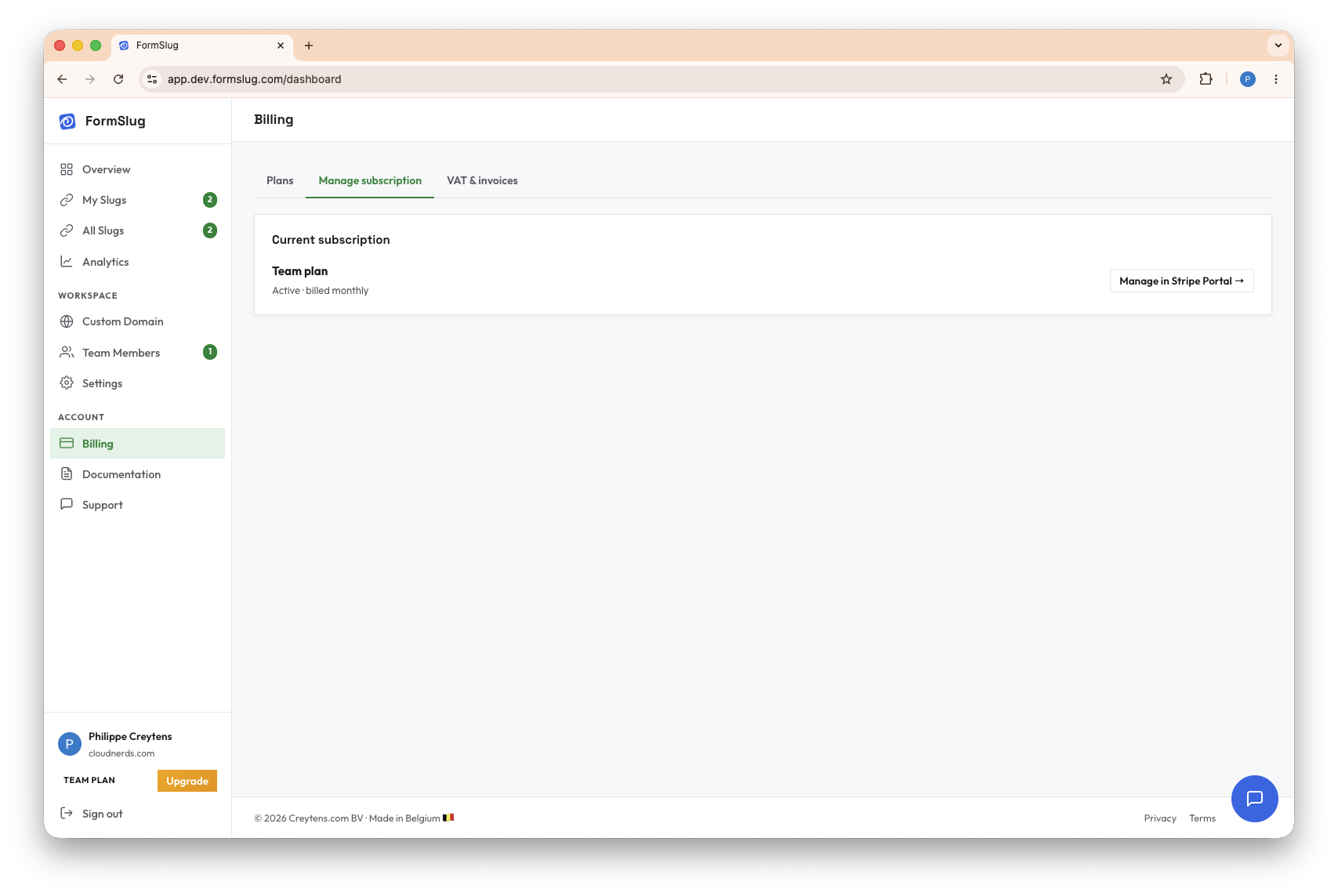 Billing manage subscription